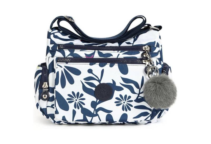 LuxusKollektion Umhängetasche Umhängetasche Nylon Damen Schultertasche #8 Dunkelblaue Blüten-c von LuxusKollektion