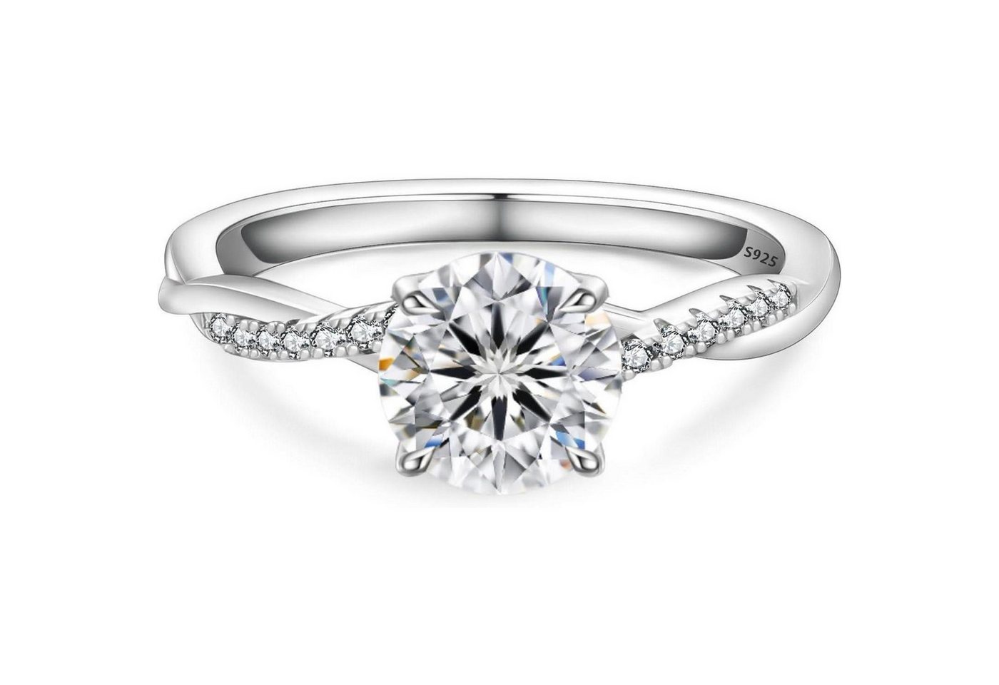 LuxusKollektion Verlobungsring Solitär Verlobungsring Damen Moissanite 1-2 Karat VVS1 D 925 Silber von LuxusKollektion
