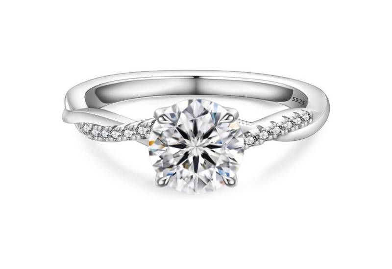LuxusKollektion Verlobungsring Solitär Verlobungsring Damen Moissanite 1-2 Karat VVS1 D 925 Silber von LuxusKollektion