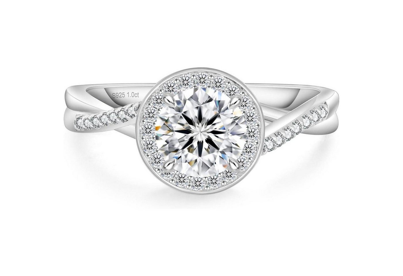 LuxusKollektion Verlobungsring Solitär Verlobungsring Moissanite 1-2 Karat VVS1 D 925 Silber Weißgold von LuxusKollektion