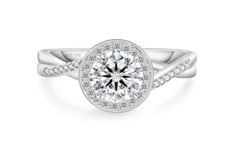 LuxusKollektion Verlobungsring Solitär Verlobungsring Moissanite 1-2 Karat VVS1 D 925 Silber Weißgold von LuxusKollektion