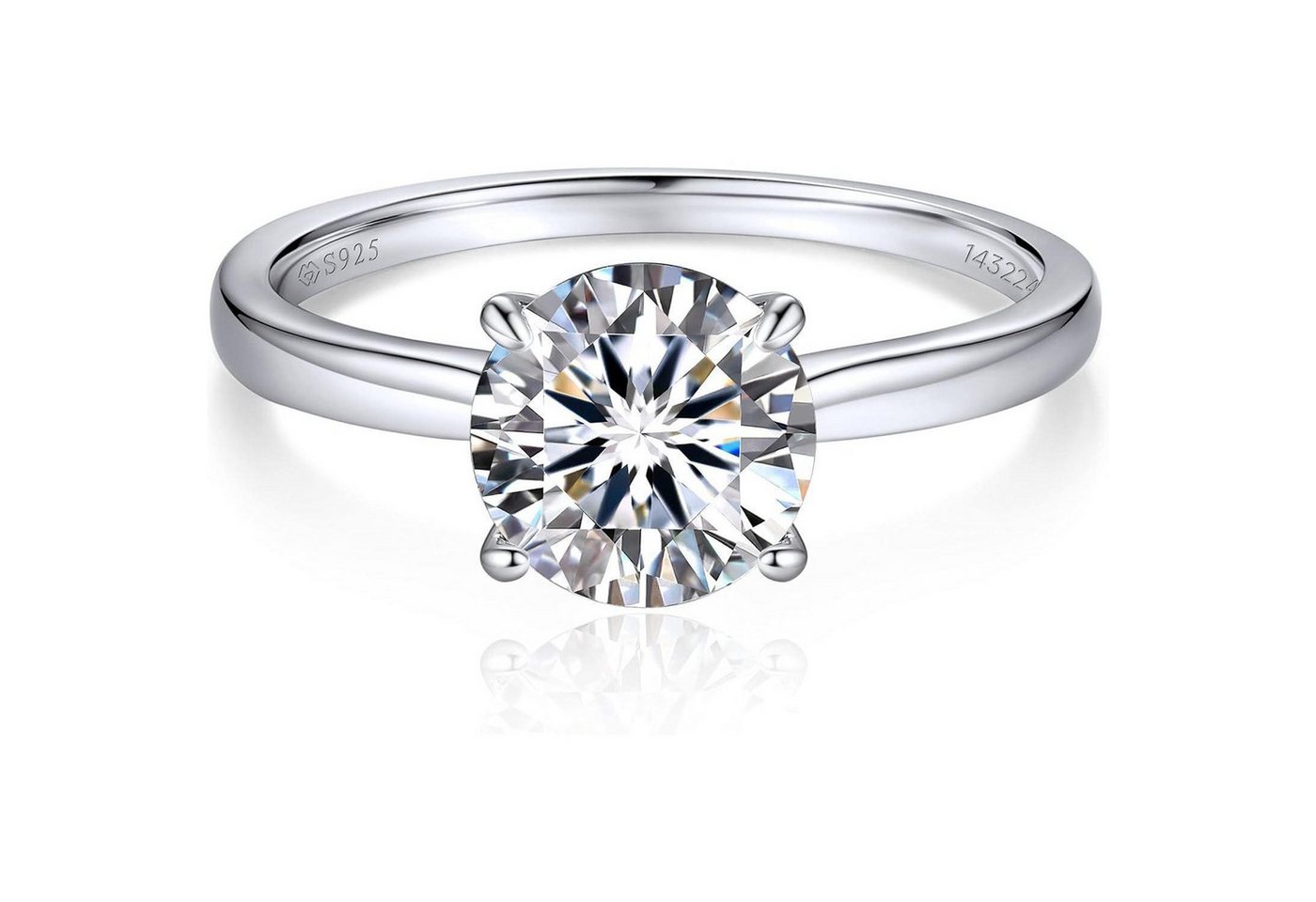 LuxusKollektion Verlobungsring Verlobungsring 2 Karat Moissainte Solitär 925 Silber 2-Karat 63(20.2) von LuxusKollektion