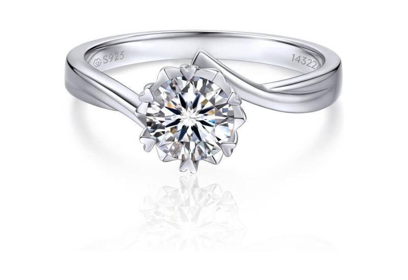 LuxusKollektion Verlobungsring Verlobungsring Damen 1-2 Karat Moissanite Schneeflocke Silber 925 von LuxusKollektion
