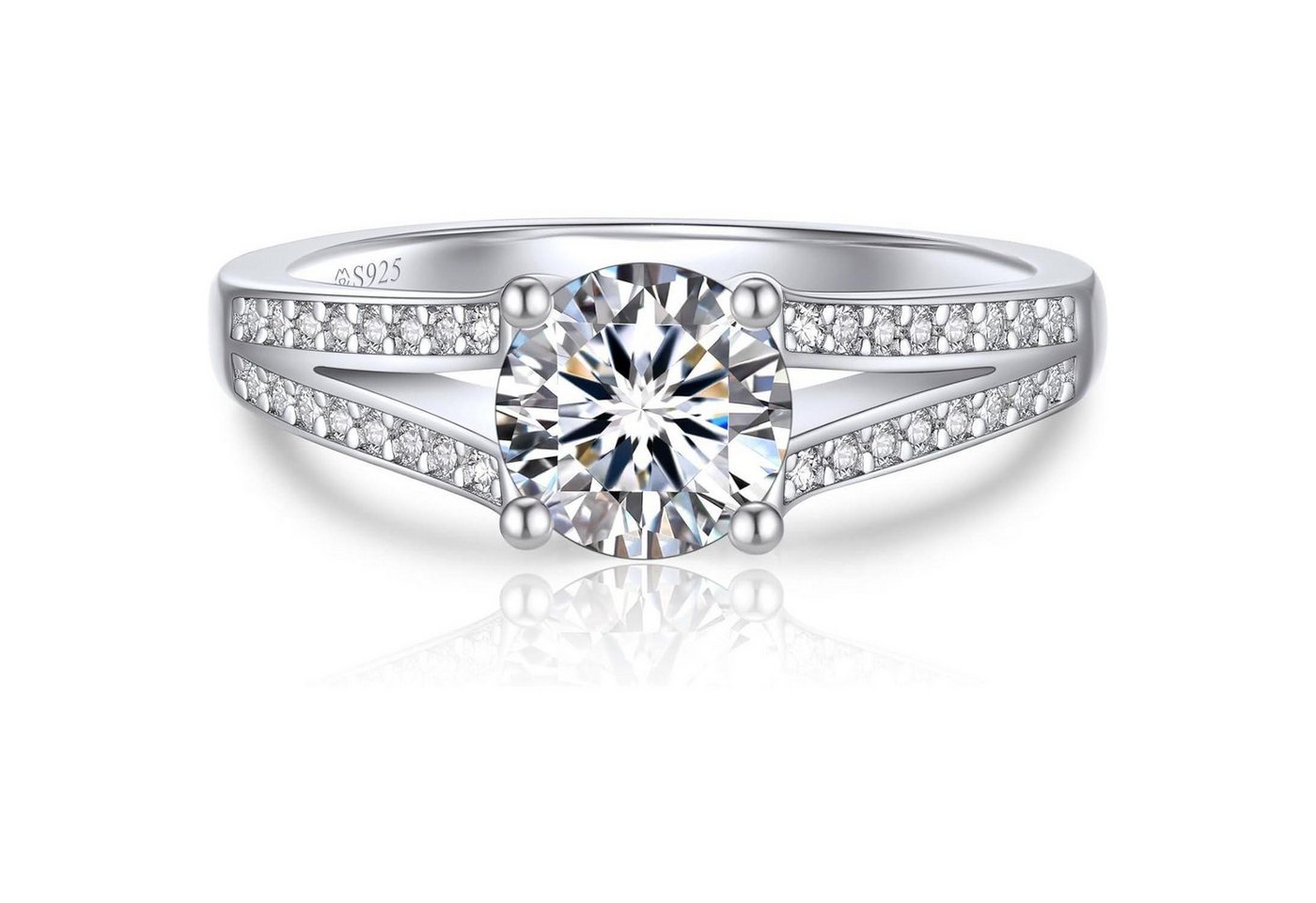 LuxusKollektion Verlobungsring Verlobungsring Damen 1 Karat Moissanit Silber 925 Geburtstagsgeschenk von LuxusKollektion