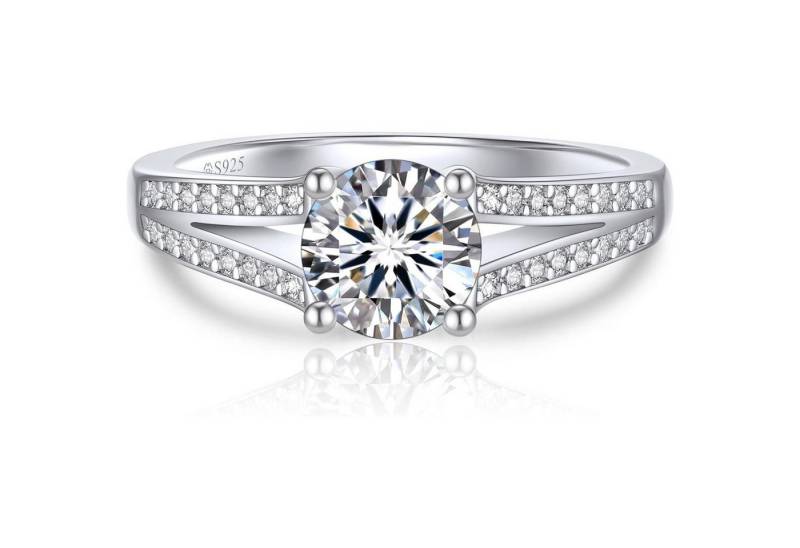 LuxusKollektion Verlobungsring Verlobungsring Damen 1 Karat Moissanit Silber 925 Geburtstagsgeschenk von LuxusKollektion