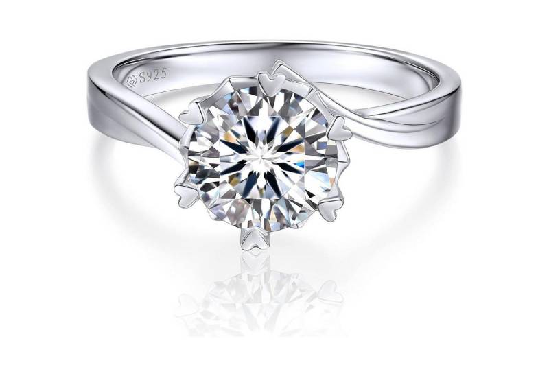 LuxusKollektion Verlobungsring Verlobungsring Damen 2 Karat Moissanit Schneeflocke Silber 925 von LuxusKollektion