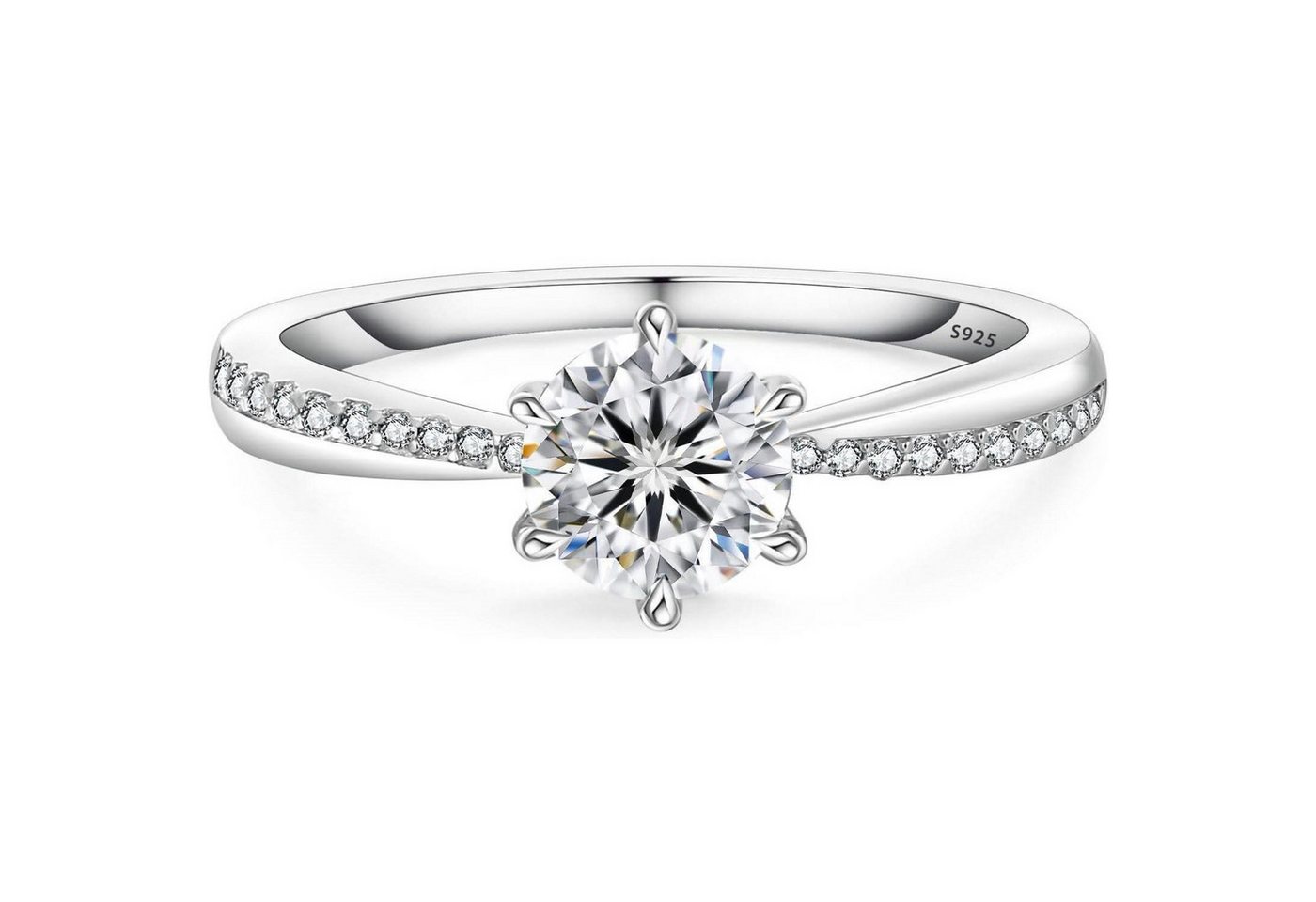 LuxusKollektion Verlobungsring Verlobungsring Damen Moissanite Solitär 1 Rund 1.0 Karat 49 (15.6) von LuxusKollektion