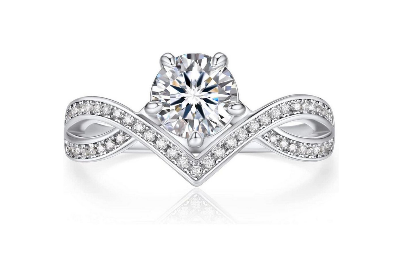 LuxusKollektion Verlobungsring Verlobungsring Moissanite 1 Karat Silber 925 Kronenform von LuxusKollektion