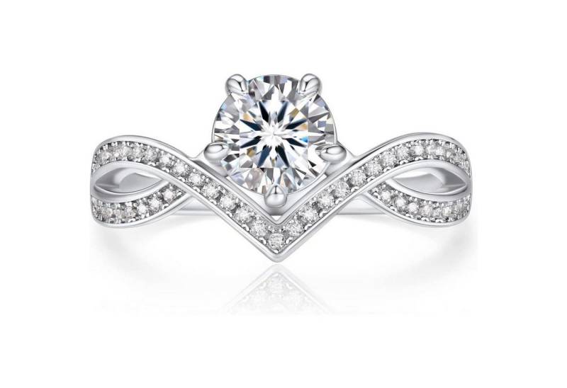 LuxusKollektion Verlobungsring Verlobungsring Moissanite 1 Karat Silber 925 Kronenform von LuxusKollektion