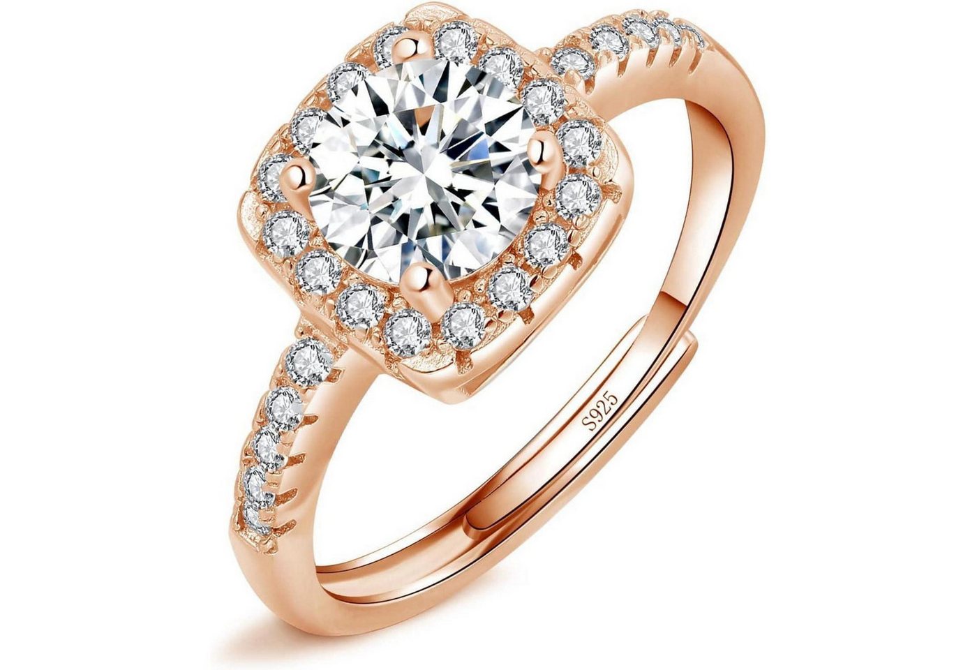LuxusKollektion Verlobungsring Verlobungsringe Damen 925 Sterling Silber Weiß Quadrat - Rosegold von LuxusKollektion