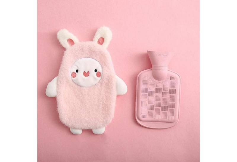 ROIMOE Wärmflasche Wärmflasche 0.5 Liter Abnehmbarer Bezug Kinder Hase-Rosa Warmflasche von ROIMOE