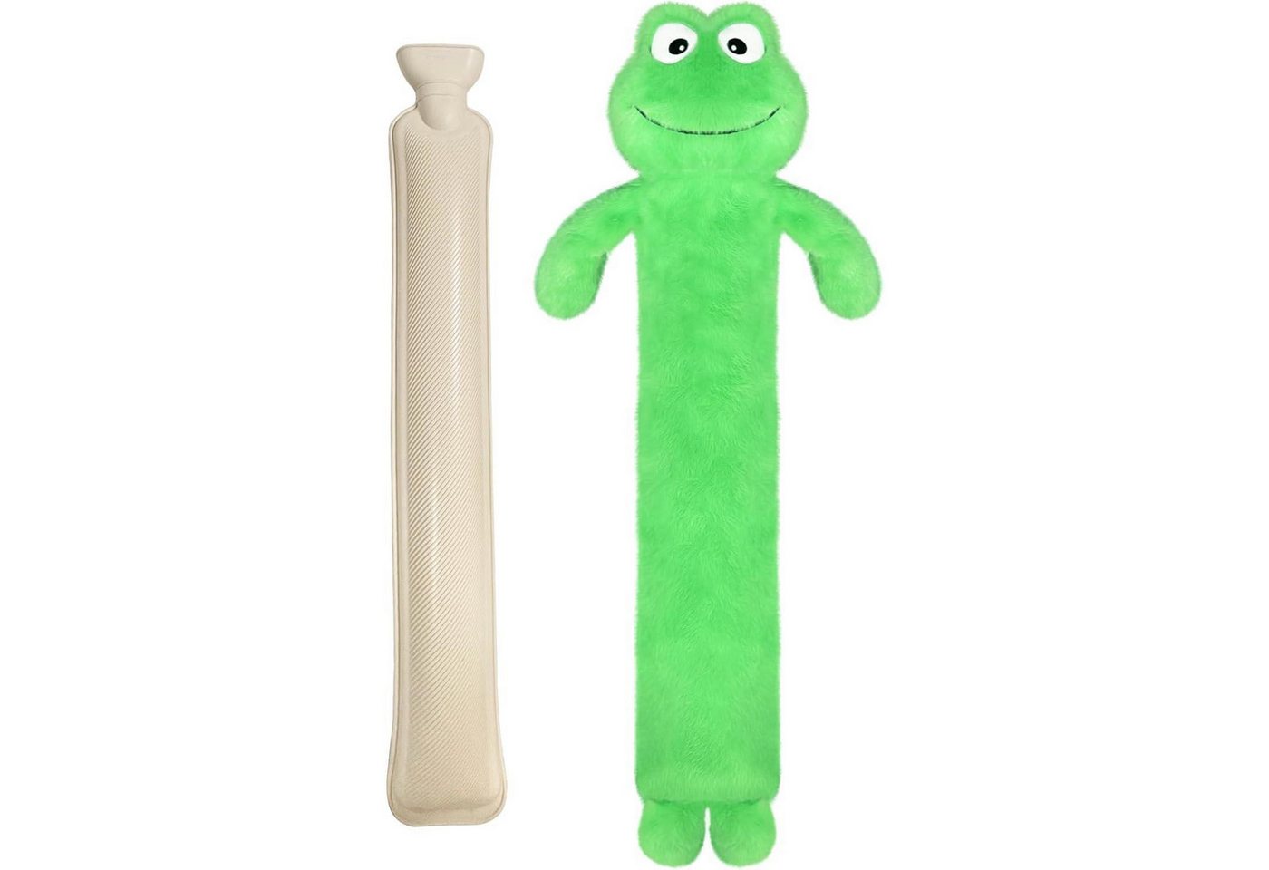 LuxusKollektion Wärmflasche Wärmflasche 2L Bezug Abnehmbar Waschbar Plüsch Bär Kinder Frosch von LuxusKollektion