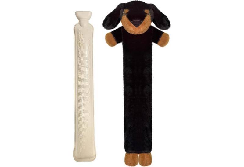 LuxusKollektion Wärmflasche Wärmflasche 2L Plüschbezug Abnehmbar Waschbar Kinder Bär Dackel von LuxusKollektion