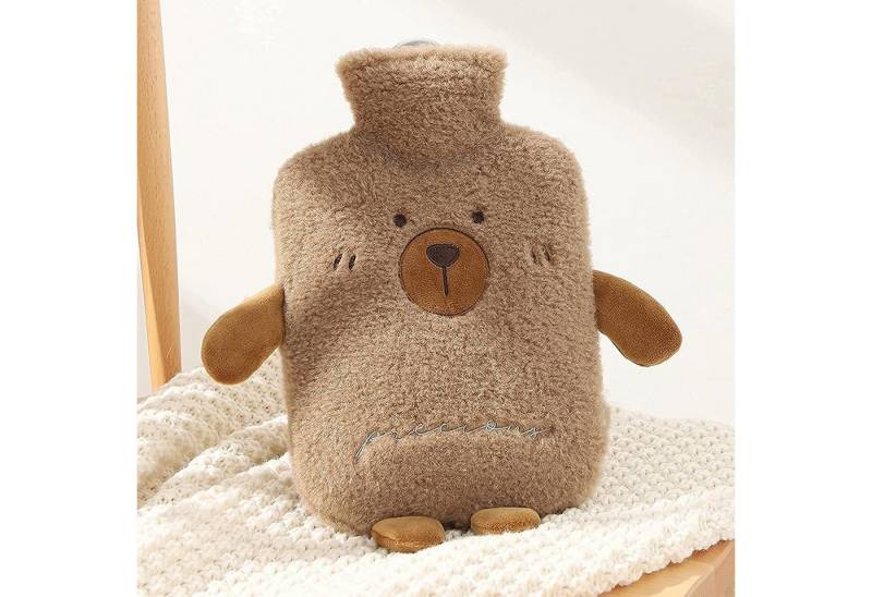 Siyecioa Wärmflasche Wärmflasche mit Bezug Groß 2 Liter Gummi Kuschelweiches Tierdesign von Siyecioa