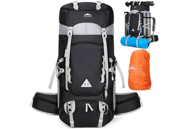 LuxusKollektion Wanderrucksack Wanderrucksack 60L Herren Damen Trekkingrucksack Wasserdicht Schwarz von LuxusKollektion