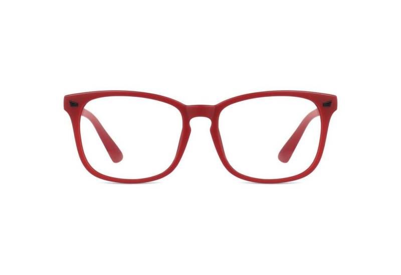 LuxusKollektion Wayfarer Hornbrille Nerdbrille Damen Herren ohne Stärke UV400 1 Mattrot von LuxusKollektion