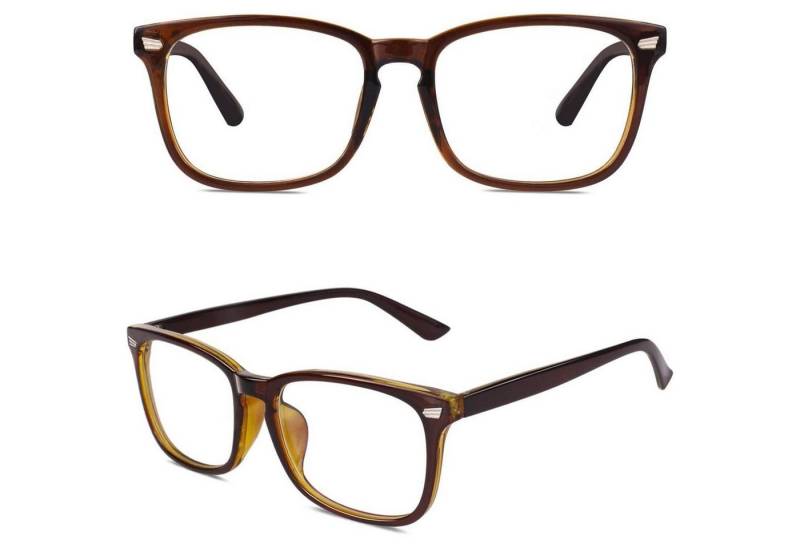 LuxusKollektion Wayfarer Hornbrille Nerdbrille Fakebrille Damen Herren UV400 1 Braun Gold von LuxusKollektion