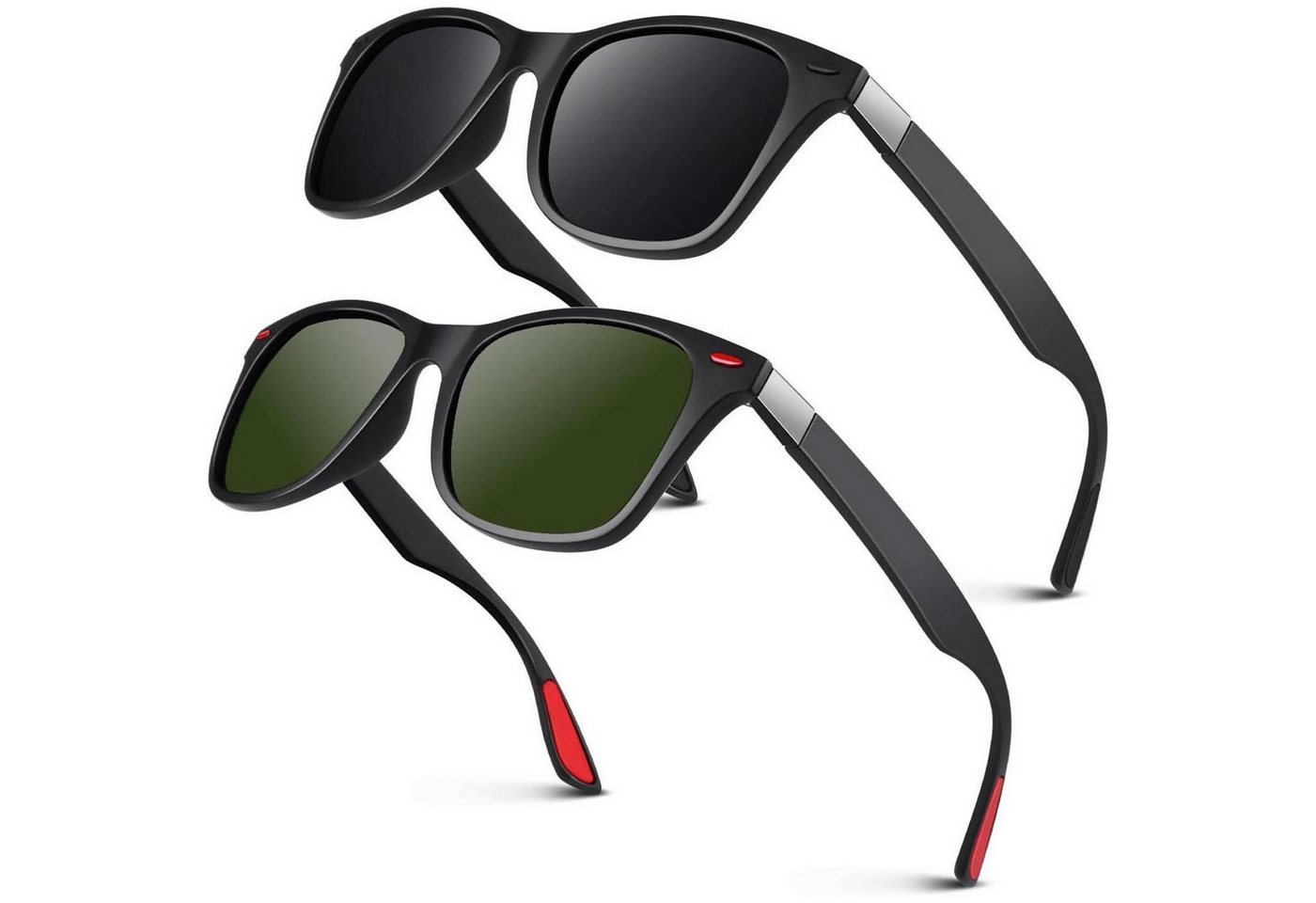 LuxusKollektion Wayfarer Sonnenbrille Herren Damen Matt Schwarz Grau & Matt Schwarz Grün G15 von LuxusKollektion