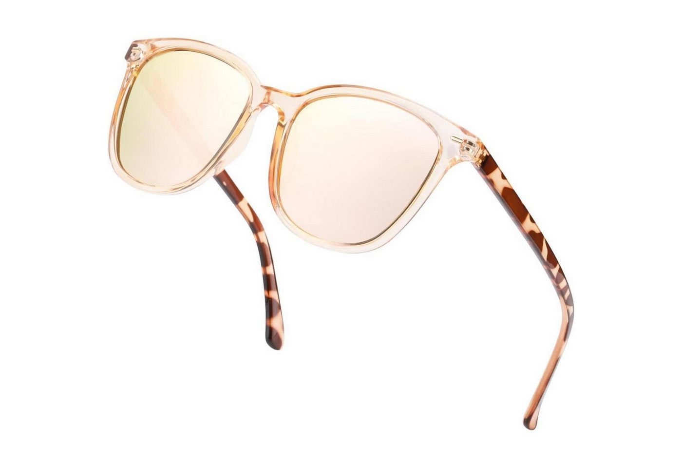 LuxusKollektion Wayfarer Sonnenbrille polarisiert Damen UV400 verspiegelt groß Braun Akgold von LuxusKollektion