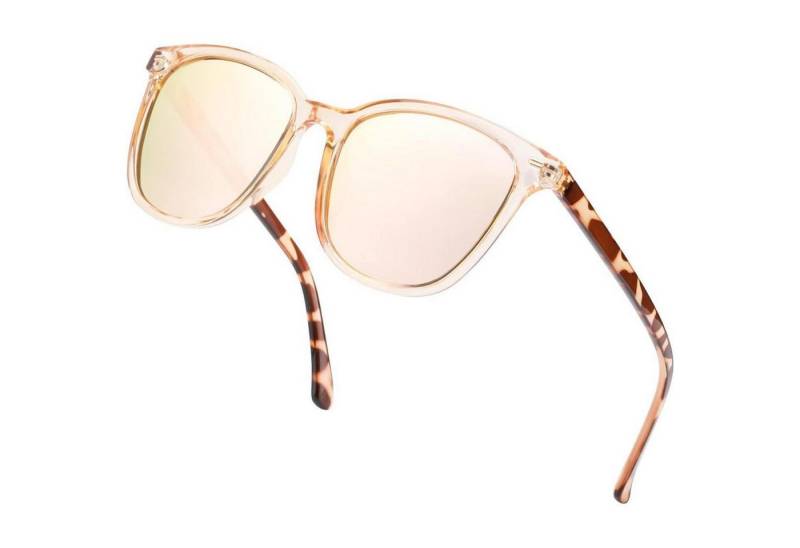 LuxusKollektion Wayfarer Sonnenbrille polarisiert Damen UV400 verspiegelt groß Braun Akgold von LuxusKollektion