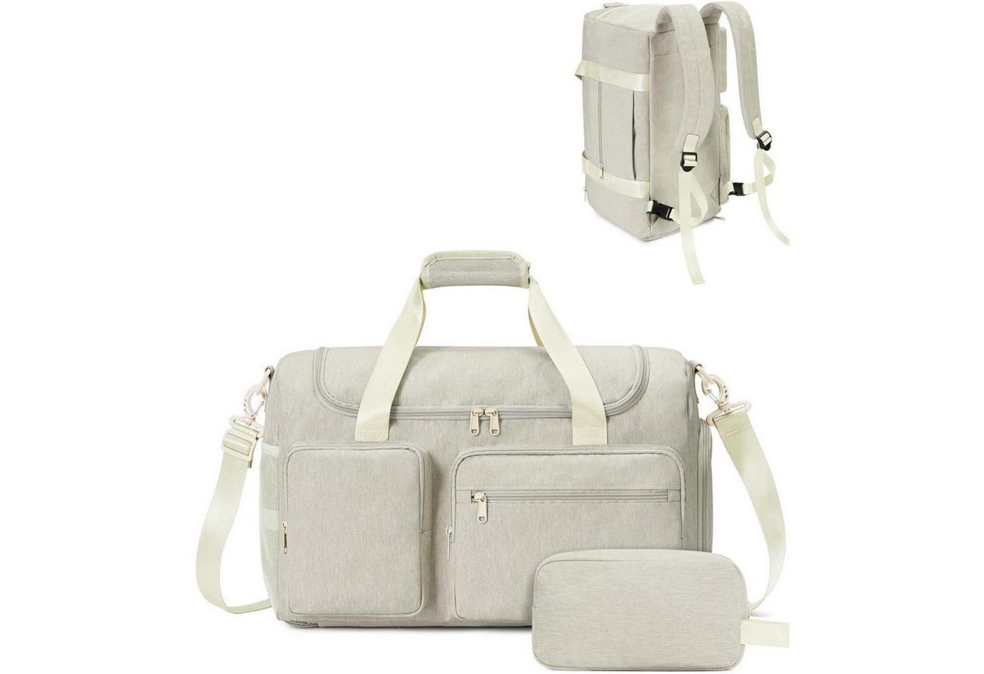 LuxusKollektion Weekender Reisetasache 27L Handgepäck Damen Herren Verbesserte Version beige von LuxusKollektion
