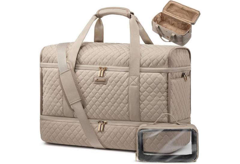 LuxusKollektion Weekender Reisetasche Damen Schuhfach Handgepäck Mit Schufach Helles Khaki von LuxusKollektion