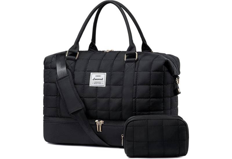 LuxusKollektion Weekender Reisetasche Damen Weekender Handgepäck Puffer Kliniktasche L Schwarz von LuxusKollektion