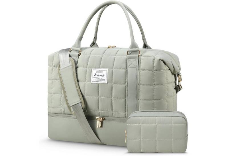 LuxusKollektion Weekender Reisetasche Damen Weekender Handgepäck Schuhfach Nassfach M Grün von LuxusKollektion