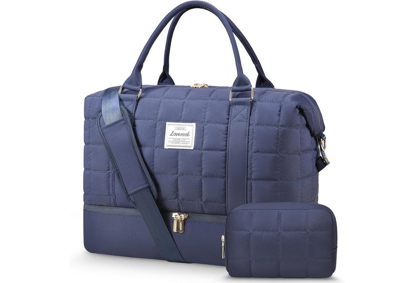 LuxusKollektion Weekender Reisetasche Handgepäck Weekender Damen Schuhfach Nassfach M Dunkelblau von LuxusKollektion