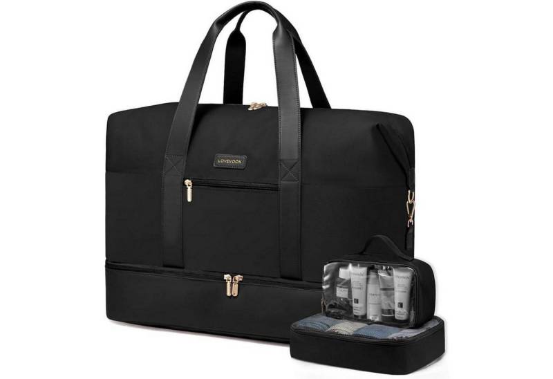 LuxusKollektion Weekender Reisetasche Weekender Damen Handgepäck Kulturtasche Schwarz 45x36x20cm von LuxusKollektion