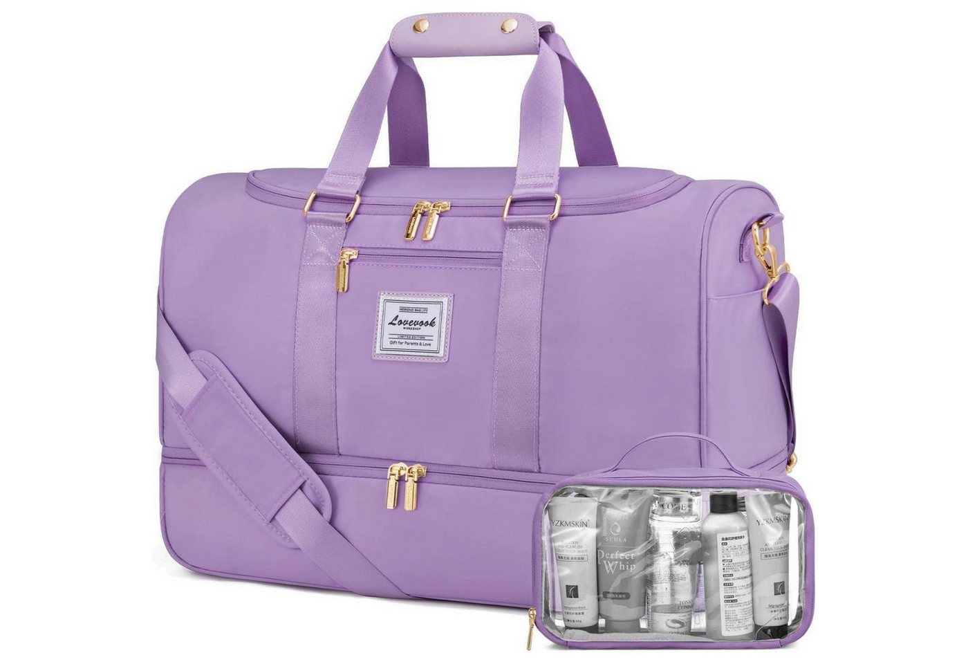 LuxusKollektion Weekender Reisetasche Weekender Damen Kliniktasche Geburt M Hellviolett von LuxusKollektion