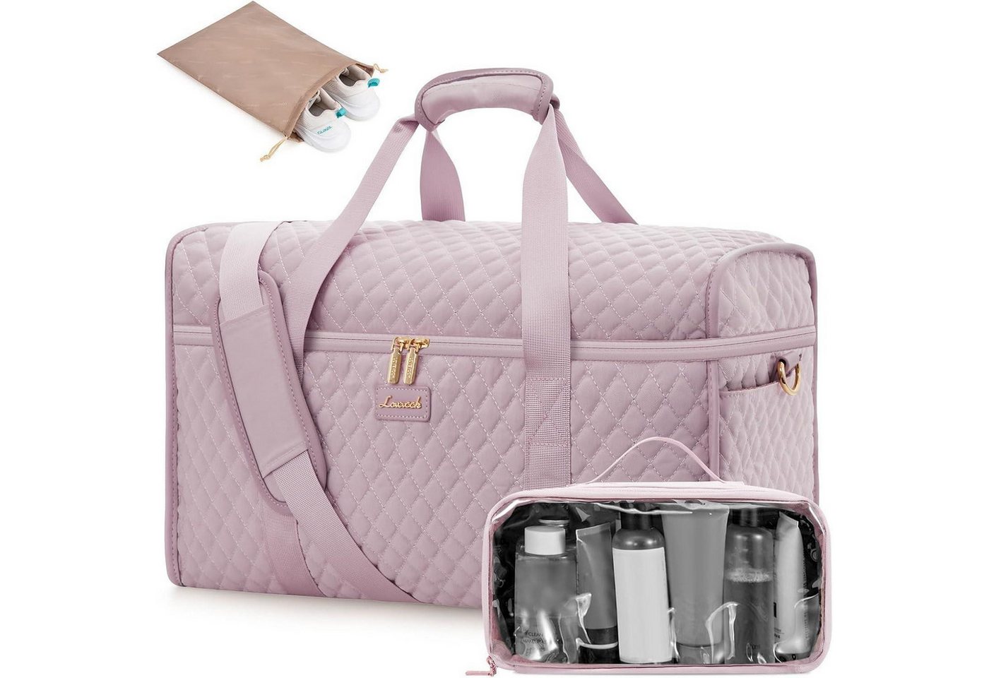 LuxusKollektion Weekender Reisetasche Weekender Damen Wasserdicht Handgepäck Groß L Rosa von LuxusKollektion