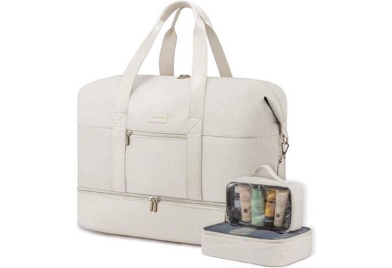 LuxusKollektion Weekender Reisetasche Weekender Handgepäck 60L wasserdicht Beige 55x42x25cm von LuxusKollektion