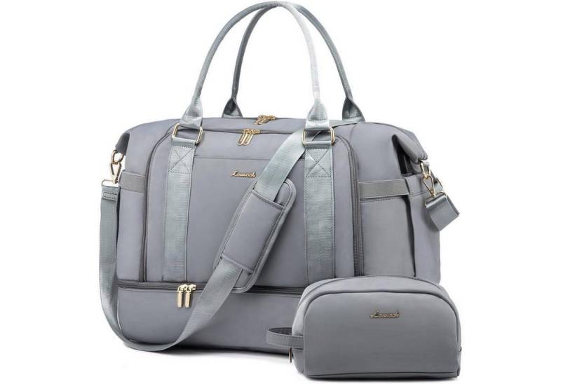LuxusKollektion Weekender Sporttasche Damen Weekender Wasserdicht Schuhfach Nassfach 37L Grau von LuxusKollektion