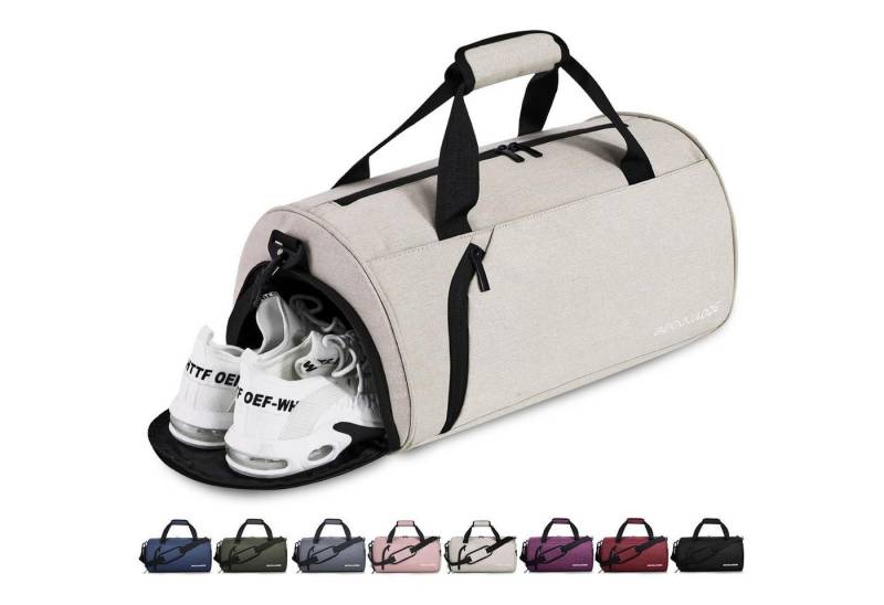 LuxusKollektion Weekender Sporttasche Schuhfach Wasserdicht Handgepäck Damen Herren 25L Beige von LuxusKollektion