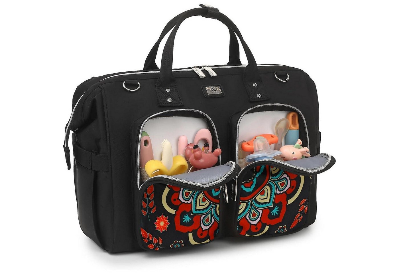 LuxusKollektion Wickeltasche Wickeltasche wasserdicht Wickelunterlage Kinderwagenhaken Retro-muster von LuxusKollektion