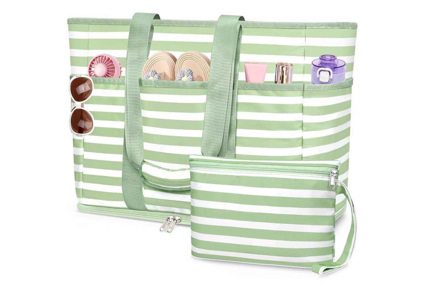 LuxusKollektion XL-Strandtasche Strandtasche 45L Kord Tote Bag XXL Shopper Badetasche Smaragdgrün von LuxusKollektion