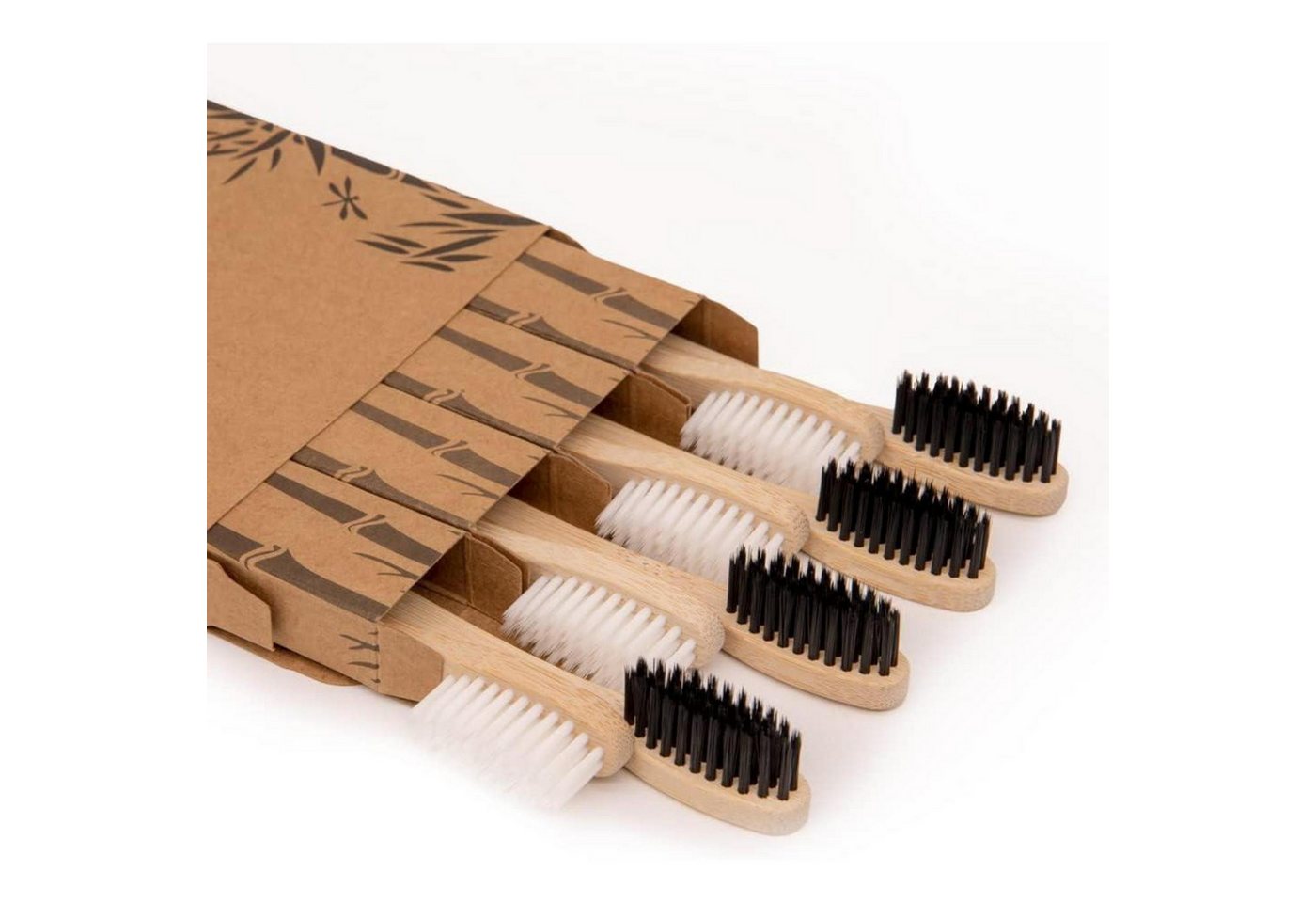 LuxusKollektion Zahnbürste Bambuszahnbürsten weiche Borsten Holzkohle 8 Stück (weiche Borsten) B von LuxusKollektion