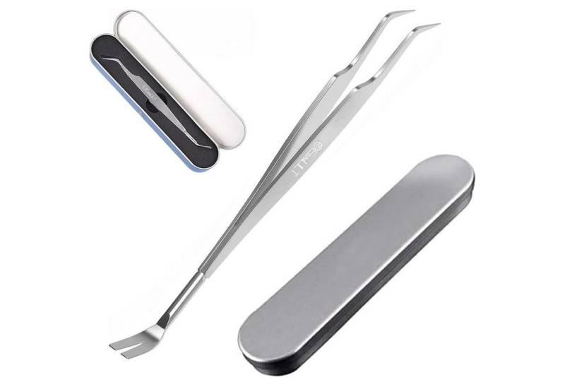 LuxusKollektion Zeckenpinzette Zeckenzange 2in1 Zeckenpinzette Zeckenhaken Hunde Katzen Silber-box von LuxusKollektion