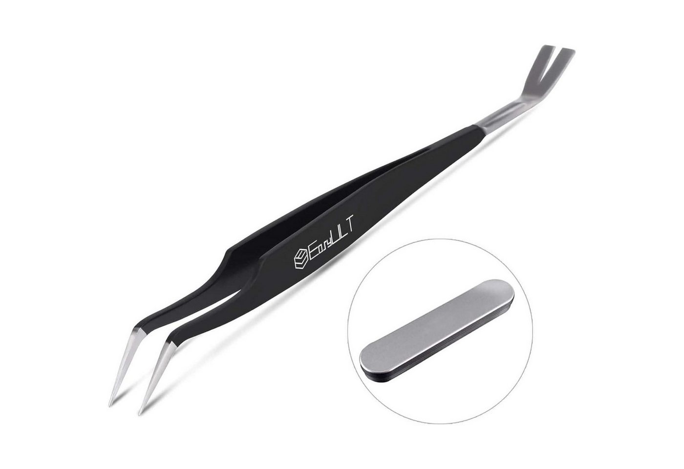 LuxusKollektion Zeckenpinzette Zeckenzange Edelstahl 2in1 Zeckenhaken Mensch Hund Kinder Schwarz-box von LuxusKollektion