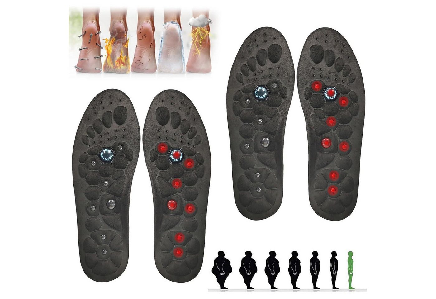 LuxusKollektion orthopädische Schuheinlagen Einlegesohlen Akupressur magnetisch orthopädisch 2pcs-schwarz 44-47 von LuxusKollektion