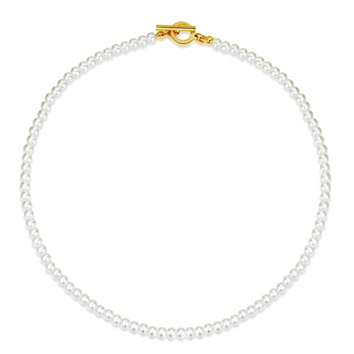 Luxval Perlenketten für Damen, 4 mm, cremeweißer Perlenschmuck, 14 Karat vergoldet, handgefertigt, zierlicher Knebelverschluss, Halskette für Damen, Schmuckgeschenke, 35,6 cm, Perle, Kein Edelstein Luxval Perlenketten für Damen, 4 mm, cremeweißer Perlenschmuck, 14 Karat vergoldet, handgefertigt, zierlicher Knebelverschluss, Halskette für Damen, Schmuckgeschenke, 35,6 cm, Perle, Kein Edelstein von Luxval