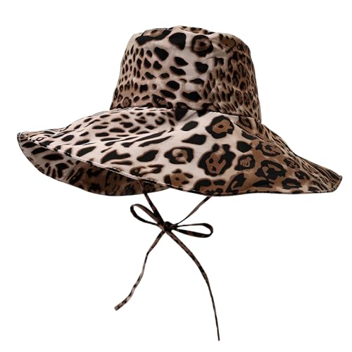 Leopardenmuster Fischerhut, Fischerhüte, Anglerhut, Sommer Sonnenhut, für Damen und Herren, Urlaub, Wandern, Camping, Einkaufen von Luxvara