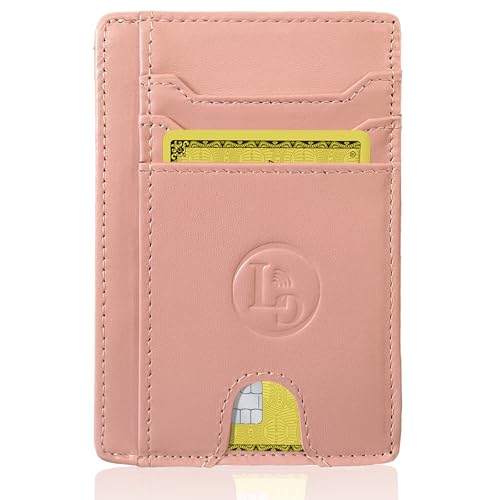 Kartenetui Damen aus echtem Leder – RFID Schutz – Slim Portemonnaie für Karten und Geld – Kompakt, elegant von LuxyGo