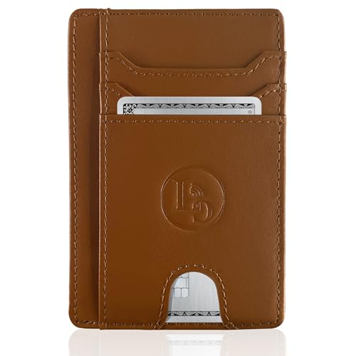 Kartenetui Herren aus echtem Leder – RFID Blocker – Kompaktes Kreditkartenetui – Schlankes Portemonnaie für Karten, Ausweise und Geldscheine von LuxyGo