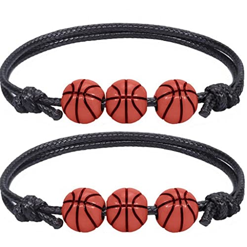 Luxylei Basketball -charm -armbänder 2pcs Basketball Perlen Armbänder Verstellbares Inspirierendes Sportball Armband Für Teenager Erwachsene Geschenke von Luxylei