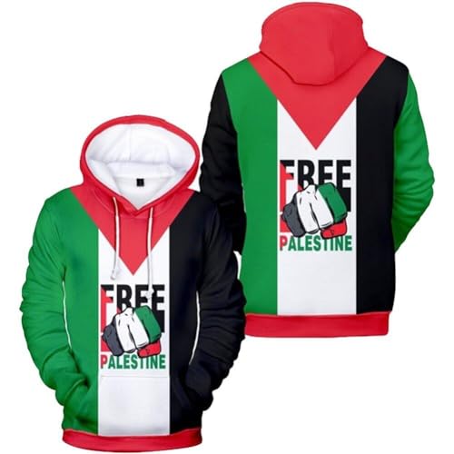 Luxylei Kapuzenpullover Palästina-Flagge, Für Herren Und Damen, Free Palestine, Langärmlig, Für Lässige Mode Für Erwachsene von Luxylei