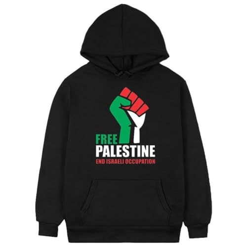 Luxylei Unisex-Kapuzenpullover, Free Palestine Flag Hoodie-Sweatshirt Für Männer Und Frauen, Bequem Und Atmungsaktiv von Luxylei
