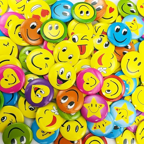 LuyoNova Buttons Pins 50 Stück Buttons Anstecker Smiley Pins Anstecker Pride Pins Smile Buttons Anstecker für Auszeichnungen Studenten Dekoration Kleidung Hüte Rucksäcke Dekorationen Brosche von LuyoNova