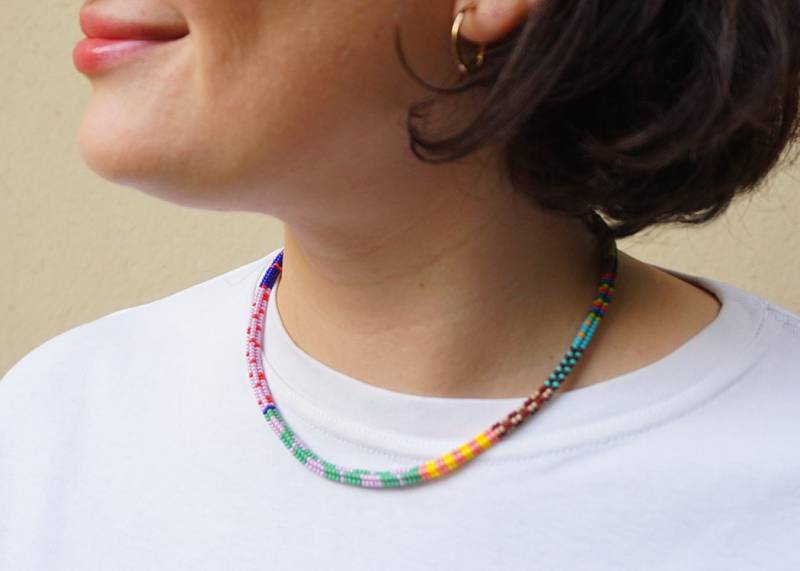 Handgemachte Schmuck Perlen Kette, Bunter Schmuck, Boho Kette von LuziKateJewellry